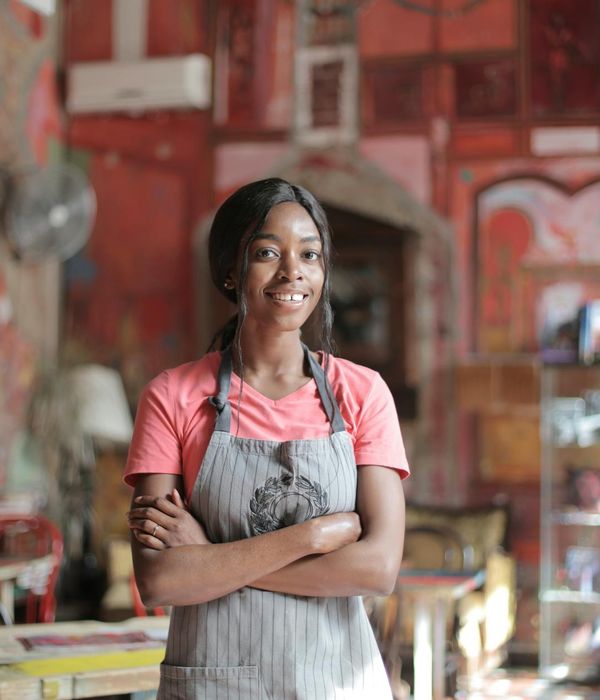 Woman color grading specialist with warm professional smile